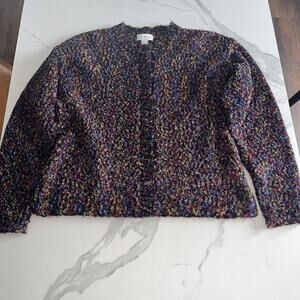 Northern Isles Multicolored Cardigan Sweater Wool Blend Soft Colorful Knit Sz M